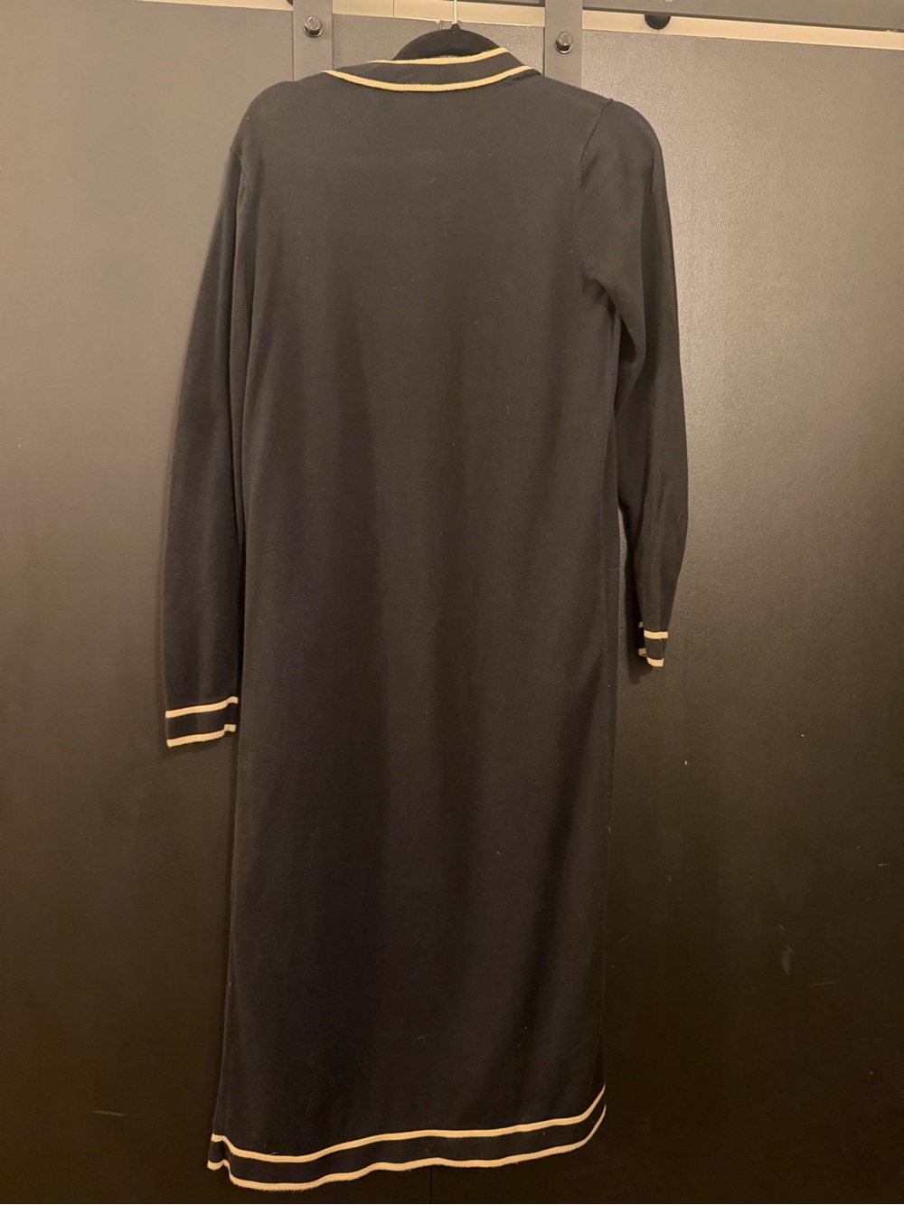 Ralph Lauren Black Long Cardigan with Tan Trim - Picture 8 of 8
